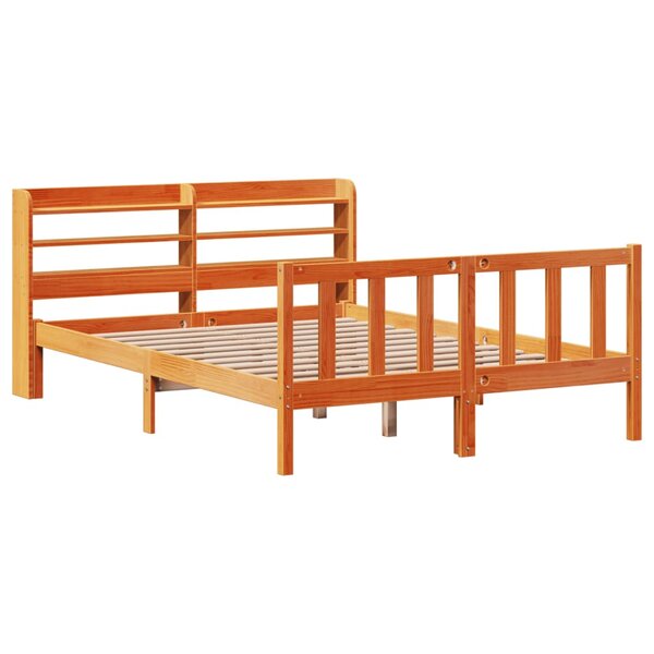 vidaXL Cadre de lit et tête de lit cire marron 160x200 cm bois de pin