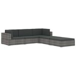 vidaXL Repose-pied sectionnel 1 pc avec coussin Résine tressée Noir