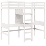 vidaXL Lit mezzanine avec bureau et étagères blanc 90x200cm pin massif
