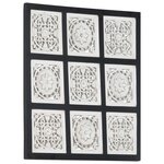 vidaXL Panneau mural sculpté à la main MDF 60x60x1 5 cm Noir et blanc
