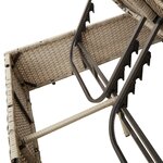 vidaXL Chaise longue double avec toit et rideaux gris clair poly rotin