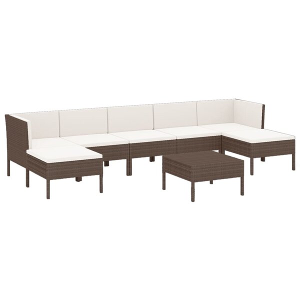 vidaXL Salon de jardin 8 Pièces avec coussins résine tressée marron