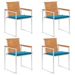 vidaXL Chaises de jardin 4 Pièces avec coussins Bois d'acacia massif