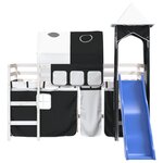 vidaXL Lit mezzanine enfants avec tour blanc/noir 80x200cm pin massif