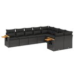vidaXL Salon de jardin 9 Pièces avec coussins noir résine tressée