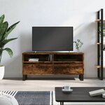 vidaXL Meuble TV chêne fumé 100x34 5x44 5 cm bois d'ingénierie