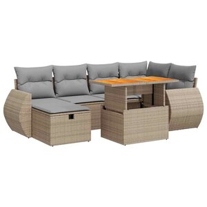 vidaXL Salon de jardin avec coussins 8 Pièces beige résine tressée acacia
