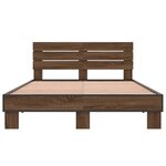 vidaXL Cadre de lit chêne marron 140x200 cm bois d'ingénierie et métal