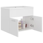 vidaXL Armoire d'évier avec lavabo intégré Blanc Aggloméré