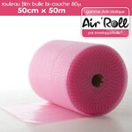 Lot de 6 rouleaux de film bulle d'air largeur 50cm x longueur 50m  - gamme air'roll antistatique