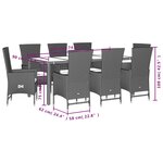 vidaXL Ensemble à manger de jardin et coussins 9 Pièces beige Poly rotin