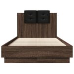 vidaXL Cadre de lit tête de lit et lumières LED chêne marron 90x190 cm