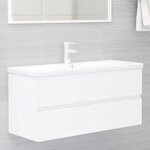 vidaXL Armoire d'évier Blanc 100x38 5x45 cm Bois d'ingénierie