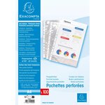 Etui Carton De 100 Pochettes Perforées Polypropylène Lisse 6/100e - A4 - Cristal - Exacompta