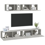 vidaXL Ensemble de meubles TV 4 Pièces Gris béton Bois d'ingénierie