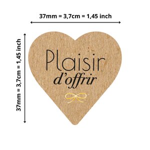 500 Etiquettes Plaisir dOffir Cœur Kraft Autocollantes en rouleau - 37 x 37 mm - Plaisir dOffrir - 1 rouleau de 500 Stickers pour fleuriste entrepreneurs smallbusiness.