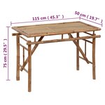 vidaXL Table de jardin pliable 115x50x75 cm Bambou