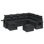 vidaXL Salon de jardin 8 Pièces avec coussins noir résine tressée