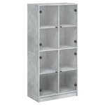 vidaXL Buffet haut avec portes gris béton 68x37x142 cm bois ingénierie