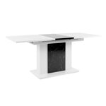 Table a manger extensible 140/180x80x77cm - Blanc brillant et Marbre foncé - BRUGGE