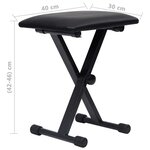 vidaXL Kit de support de clavier à empattement double et tabouret Noir