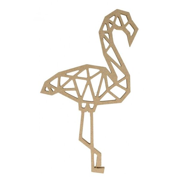 Silhouette Origami Flamant Rose - 13 7X25X1 Cm - Bois-Jungle -Silhwood