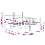 vidaXL Cadre de lit sans matelas blanc 140x190 cm bois de pin massif