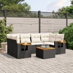 vidaXL Salon de jardin 7 Pièces avec coussins noir résine tressée
