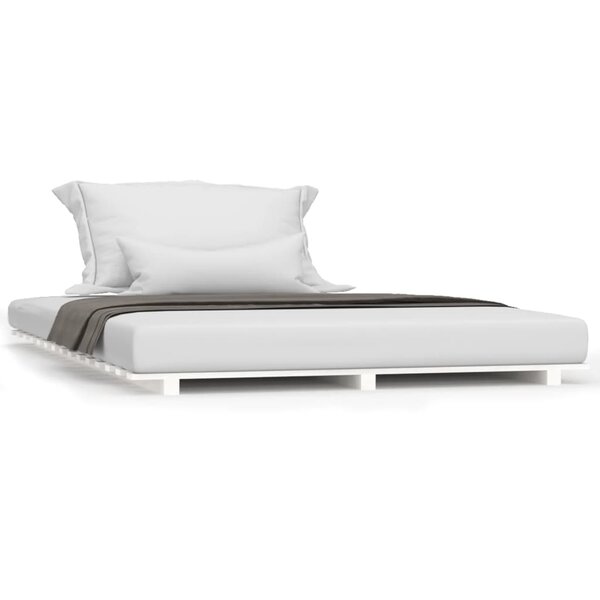 vidaXL Cadre de lit Blanc 135x190 cm Bois de pin massif