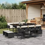 vidaXL Ensemble à manger de jardin 11 Pièces coussins noir résine tressée