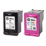 Pack de 2 cartouches d'encre authentiques HP 305XL  Noir et couleurs - programme SECOND