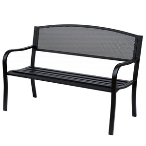 Banc 3 places de jardin terrasse style contemporain 127L x 60l x 87H cm métal époxy anticorrosion noir