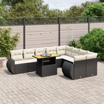 vidaXL Salon de jardin 10 Pièces avec coussins noir résine tressée