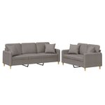 vidaXL Ensemble de canapés 2 Pièces avec coussins taupe tissu
