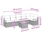 vidaXL Ensemble de canapé de jardin 7 pièces avec coussins en poly rotin brun
