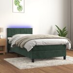 vidaXL Sommier à lattes de lit et matelas et LED Vert foncé 90x200 cm