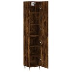 vidaXL Buffet haut Chêne fumé 34 5x34x180 cm Bois d'ingénierie