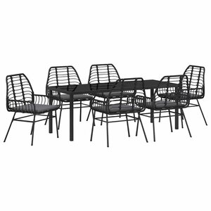 vidaXL Ensemble de salle à manger pour jardin 7 Pièces Noir polyrotin
