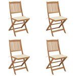 vidaXL Chaises pliables de jardin 4 Pièces avec coussins Bois d'acacia