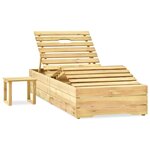 vidaXL Chaise longue de jardin avec table et coussin Pin imprégné