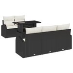 Ensemble de canapé de jardin 6 pièces avec coussins Noir Poly Rotin