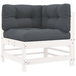 vidaXL Salon de jardin 8 Pièces avec coussins blanc bois massif