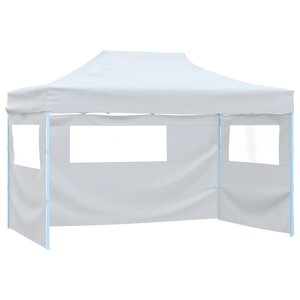 vidaXL Tente de réception pliable avec 3 parois 280x410x315 cm Acier Blanc