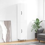 vidaXL Buffet haut Blanc brillant 34 5x34x180 cm Bois d'ingénierie
