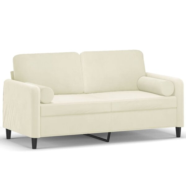 vidaXL Canapé 2 places avec oreillers décoratifs crème 140 cm velours