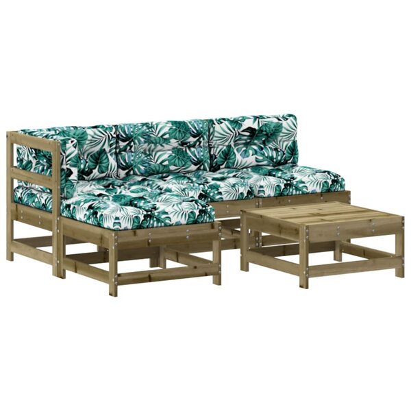 vidaXL Salon de jardin 5 Pièces avec coussins bois de pin imprégné