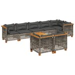 vidaXL Salon de jardin 9 Pièces avec coussins gris résine tressée