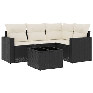 vidaXL Salon de jardin 5 Pièces avec coussins noir résine tressée