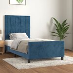 vidaXL Cadre de lit avec tête de lit Bleu foncé 90x200 cm Velours