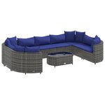 vidaXL Salon de jardin avec coussins 10 Pièces gris résine tressée